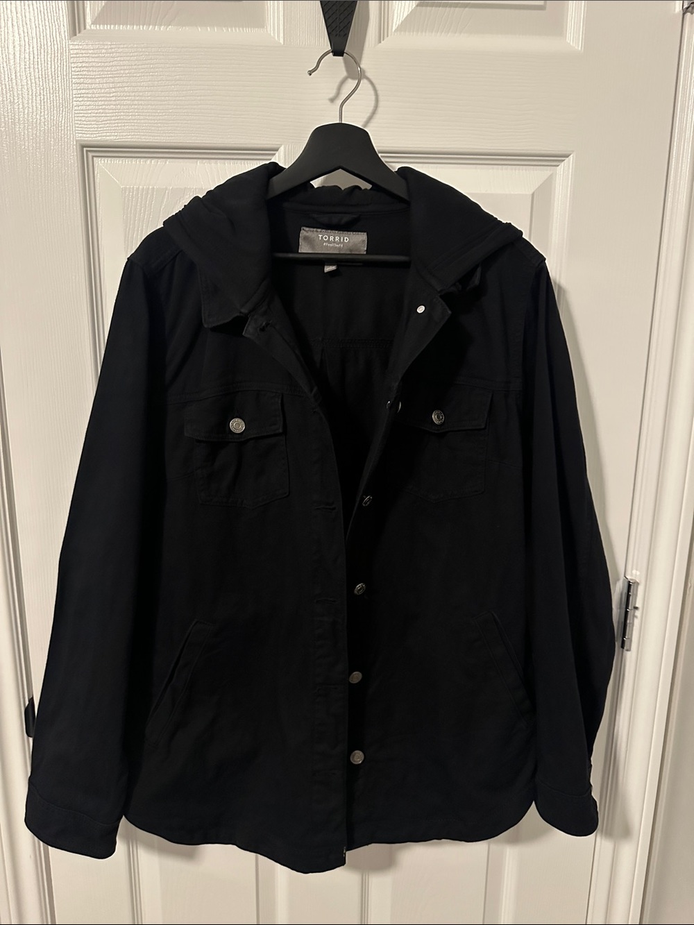 Torrid Black Hooded Denim Jacket